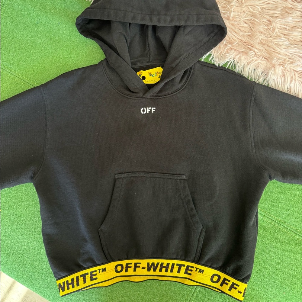 SOLD Off-white Cropped Hooded Sweater